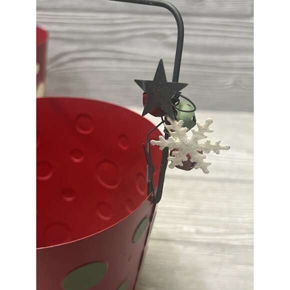 Metal Christmas Pails Set of 3 Polka Dot Buckets 5” Whimsical Holiday Decor - Picture 6 of 8